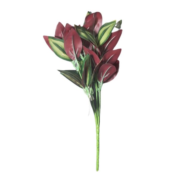 Buquê de Folhagem Lambari Verde e Roxo 30cm – 7 Galhos, 39 Folhas