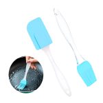 Conjunto de Espátula e Pincel de Silicone com Cabo Plástico Transparente – 19cm (Cores Azul, Verde e Rosa) - Imagem 2