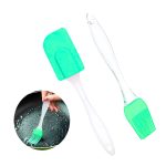 Conjunto de Espátula e Pincel de Silicone com Cabo Plástico Transparente – 19cm (Cores Azul, Verde e Rosa) - Imagem 3