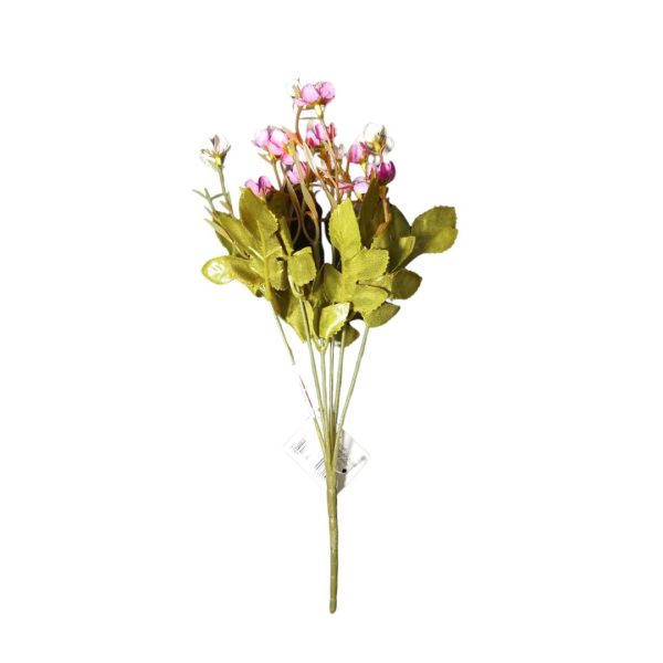 Buquê de Mini Flores com Folhagem em Tecido – 6 Galhos, 18 Flores, 30cm
