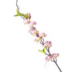 Galho Flor de Cerejeira 60cm - 11 Flores, Folhagem, Rosa Claro e Rosa - Imagem 2