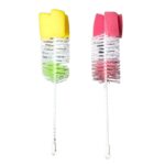 Escova de Limpeza para Mamadeira e Bico com Esponja – Vermelho e Amarelo