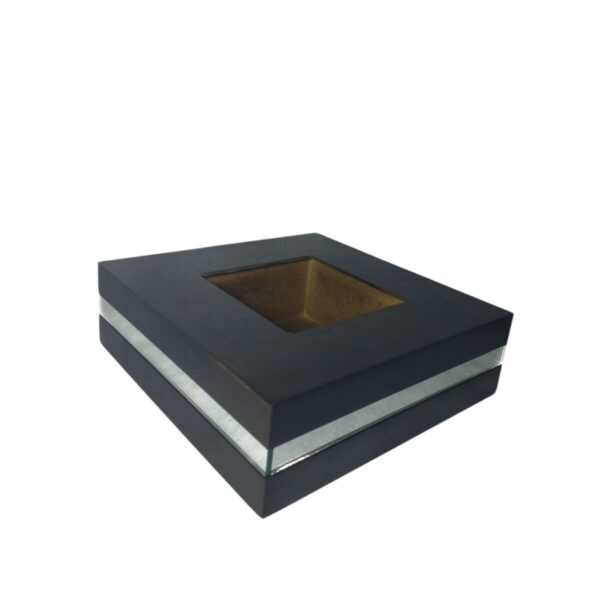 Vaso Decorativo MDF Marrom 25x25x7,5 cm com Espelho Lateral