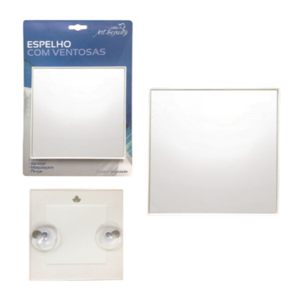 Espelho Quadrado 8,5x8,5 cm com Ventosas  Art Beauty