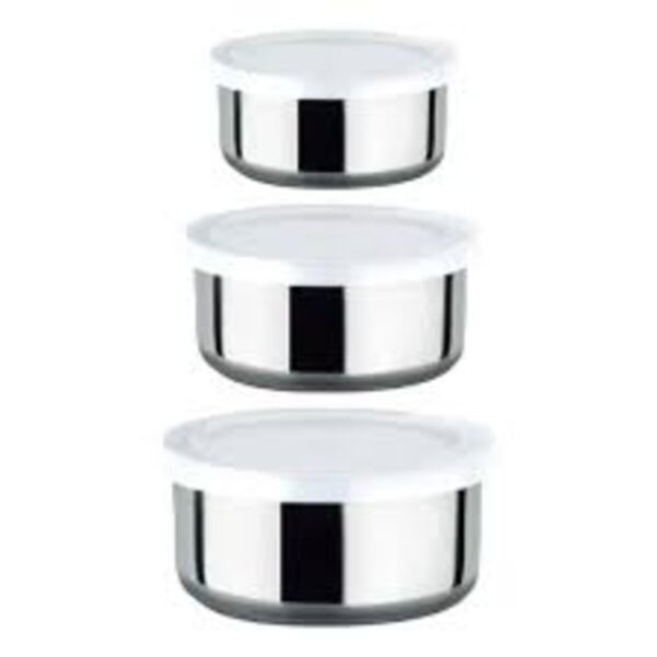Conjunto de Potes Inox 3 Peças 250ml, 400ml e 650ml