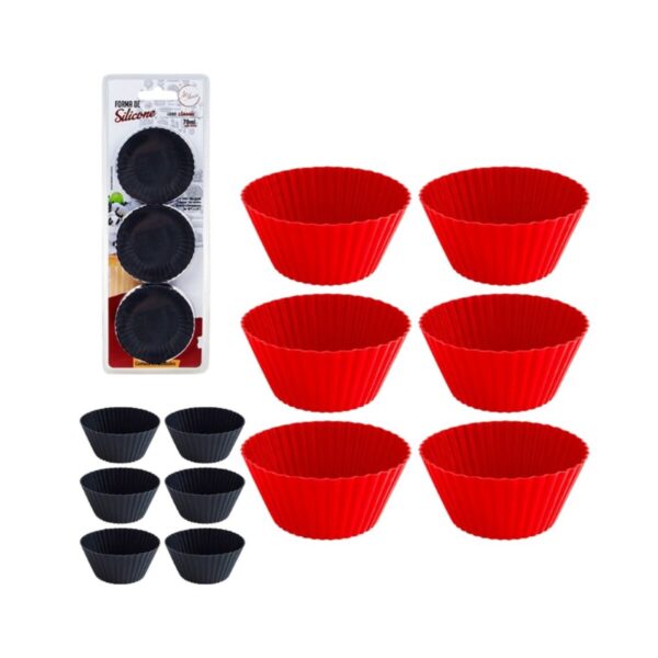 Kit com 6 Formas de Silicone para Cupcake