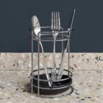 Porta-Talher Redondo Cromado com Base em Plástico