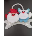 Enfeite Natalino de Porta em Feltro com Papai Noel e boneco de neve– Plaquinha Welcome - Imagem 2