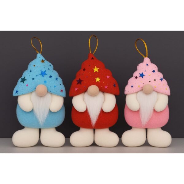 Enfeite Natalino De Papai Noel com Barba e Chapéu Estrelado