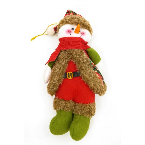 Enfeite Natalino Boneco de Neve com Roupinha de Pelúcia e Cachecol