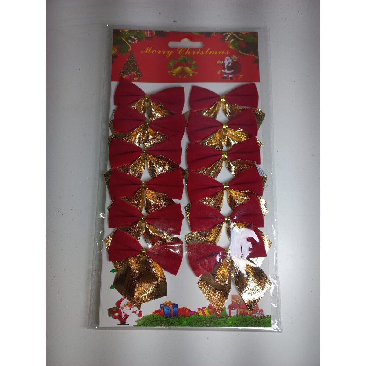 1c1edb12dcd18b333d90b5a55c86dbc5.jpg Kit 12 Laços Decorativos Natalinos 5x5x6cm – Enfeites Vermelhos com Glitter para Árvore de Natal - Imagem 1