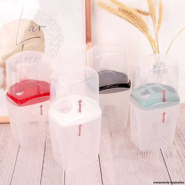 Porta Escova De Dente De Plastico 5 Repartições Com Tampa