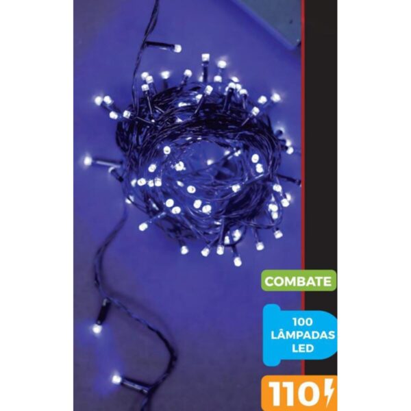 Pisca-Pisca 10 Metros 100 LEDs Azul com Fio Verde 110V