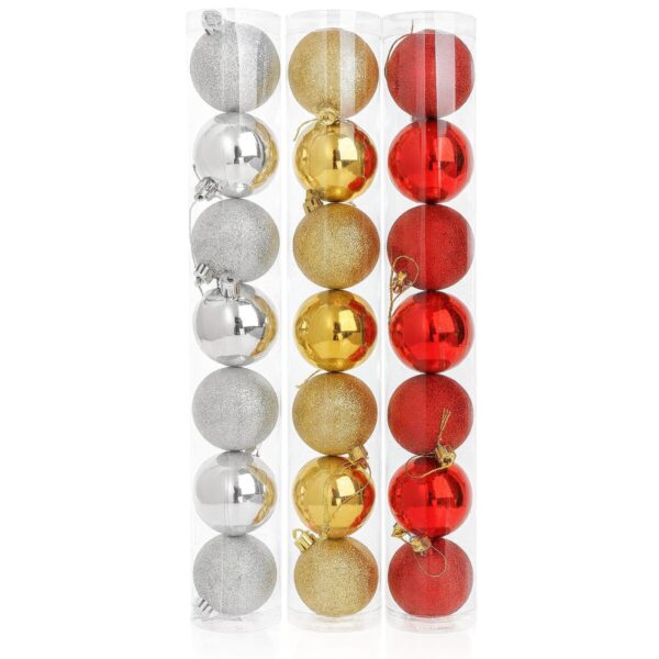 Kit 7 Bolas de Natal Decorativas 5 cm –  com Acabamento Fosco e Brilhante