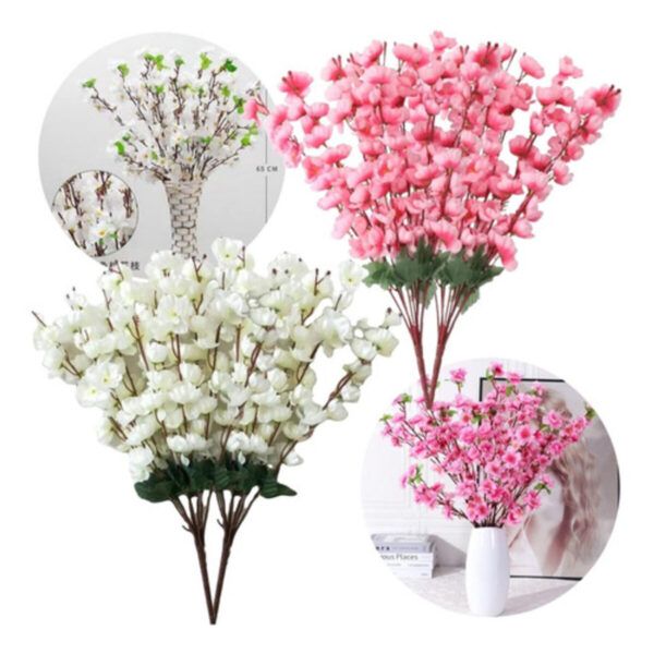 Buquê de Flor de Cerejeira Artificial 7 Galhos