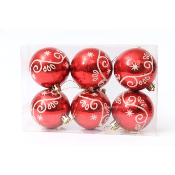 Kit com 6 Bolas de Natal Decoradas com Desenhos – 6 cm