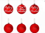 Kit de Bolas de Natal escritas 6 cm - 6 Peças na cor Vermelha