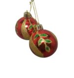 Bolas de Natal 5cm com Detalhes em Glitter– Kit com 6 Unidades - Imagem 4