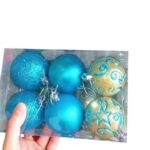 Kit 6 Bolas de Natal 6cm Azul – Enfeites Natalinos para Árvore de Natal