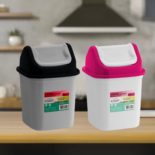 Lixeira Quadrada Tampa Basculante 3,6 L