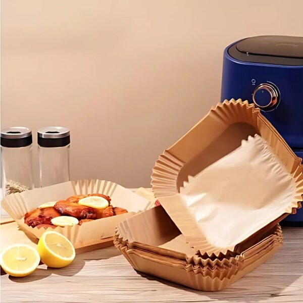 Forma de Papel Quadrada para Air Fryer - 50 Unidades (16 cm de altura)