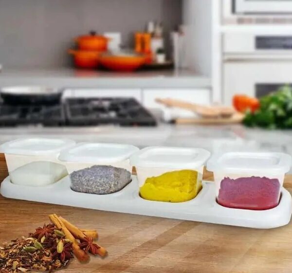 Porta Condimentos Quadrado 4 Potes De Plastico