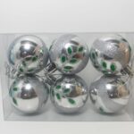 Bolas de Natal 5cm com Detalhes em Glitter– Kit com 6 Unidades