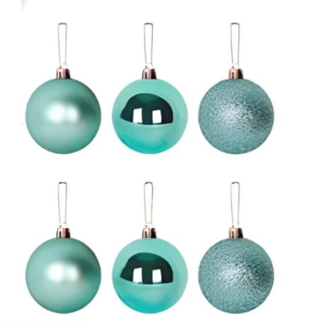 Kit de Bolas de Natal 4 cm - 6 Peças na cor Oceane