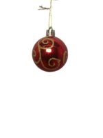 Kit com 6 Bolas de Natal Vermelhas com Glitter Dourado – 5cm  - Imagem 3