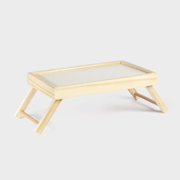 Bandeja Mesa Madeira Para Cafe Com Pe 45x26cm